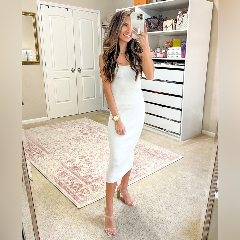 White bodycon midi dress